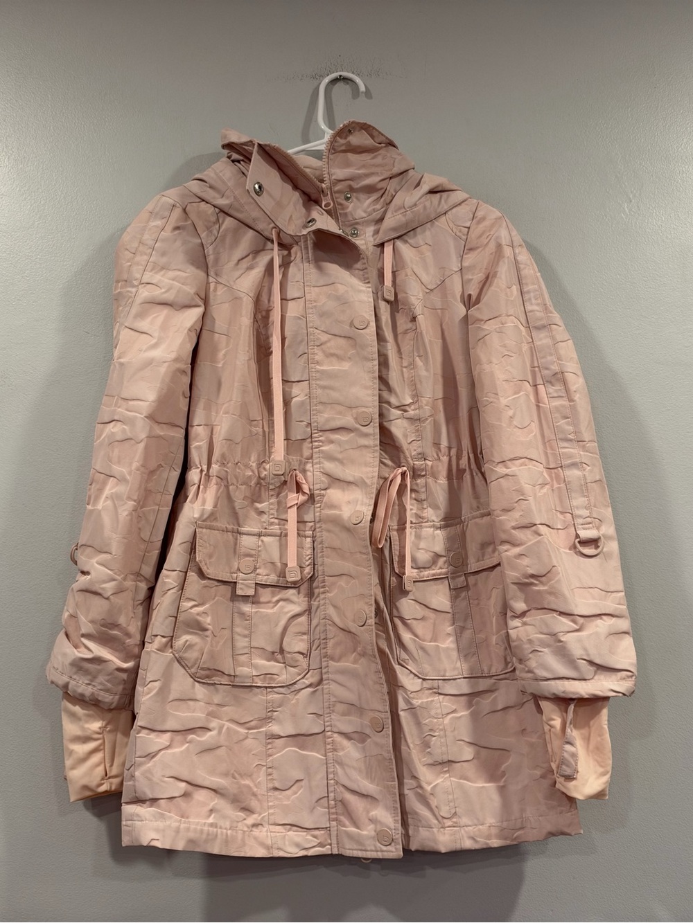 Blanc Noir Women's Pink Camo Hooded Anorak Coat Jacket Size XS